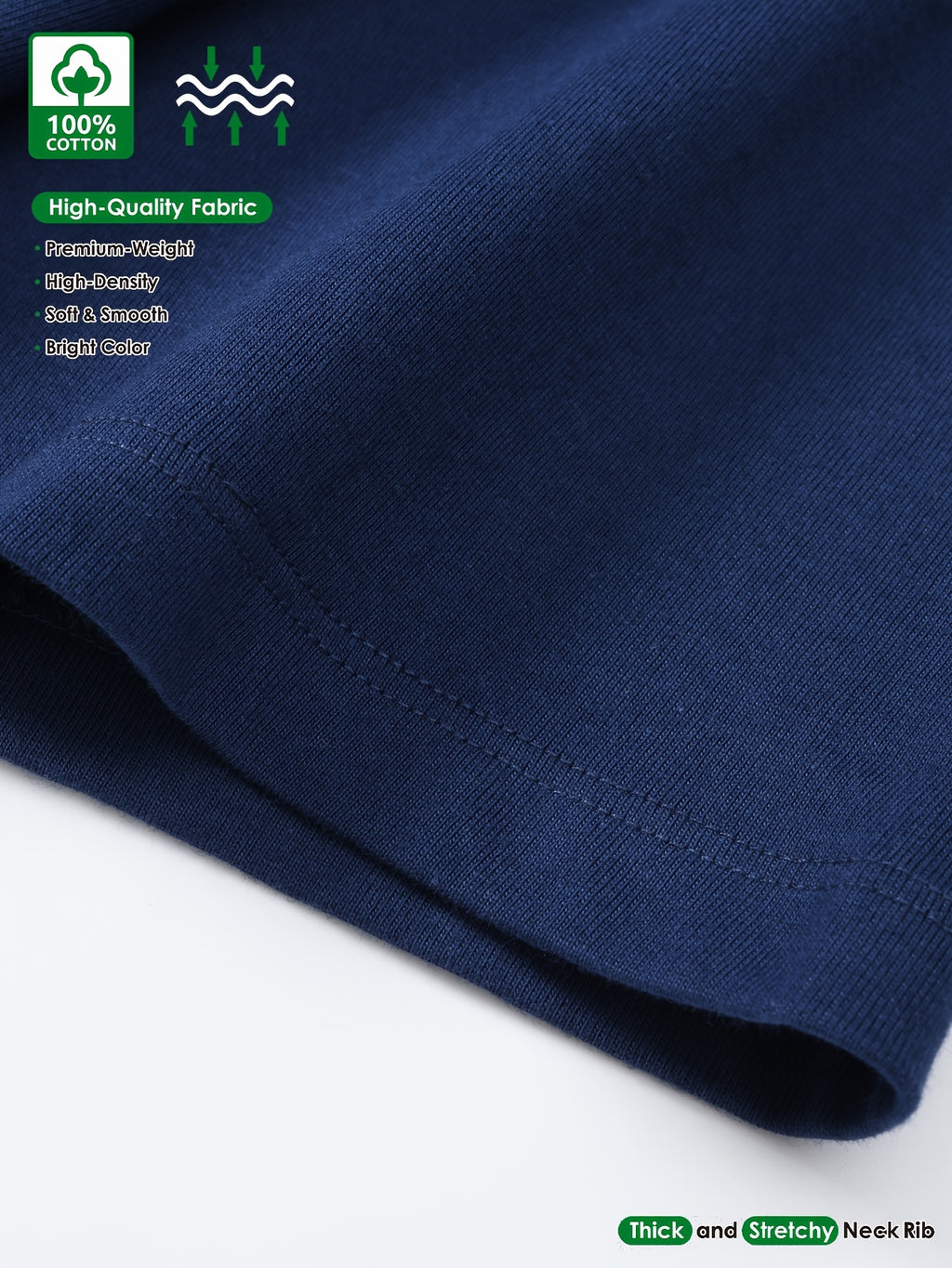 Men's Heavyweight 210gsm 100% Cotton T-Shirt - Navy Blue Crew Neck Tee, Relaxed Fit Everyday Casual Shirt for Gym, Office & Outings - Machine Washable, Weekend Attire, Graphic Print Tee, Comfortable Material, Short Sleeve Top