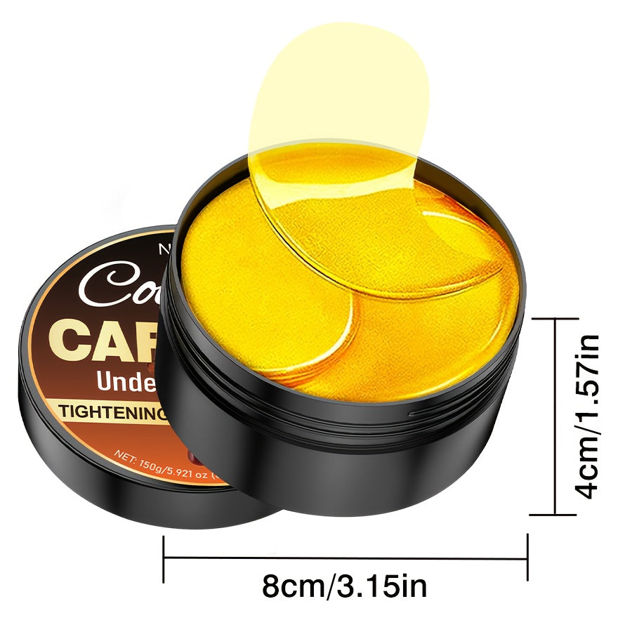 60pcs Collagen Caffeine Eye Masks, Nourishing & Hydrating Eye Mask with Collagen and Retinol, Deeply Moisturizing, Smoothing Light Beige, Alcohol-Free, Available for Men And Women
