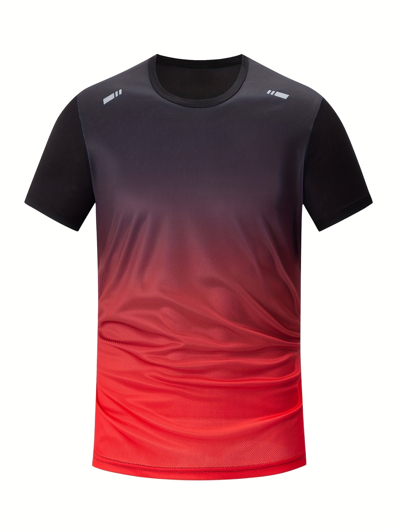 5pcs Men's Gradient Color Short Sleeve Crew Neck T-Shirts - Breathable, Quick-Dry Running & Fitness Shirts in Black, Red, Gray, Blue & Green Ombre Design, Gym Shirts