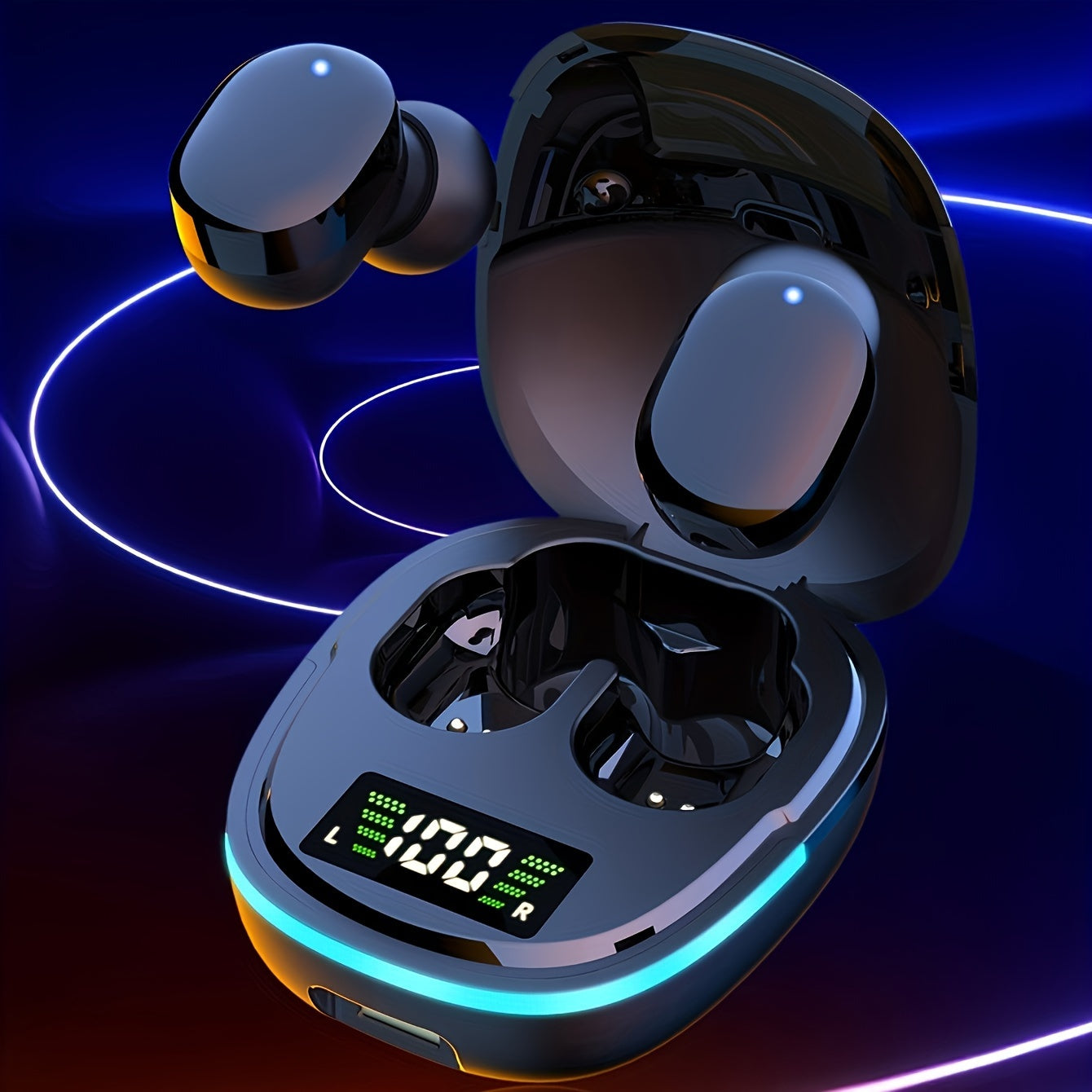2024 Model Wireless Earbuds with LED Display, Touch Control, In-Ear TWS Design for Gaming & Sports, Compatible with iOS/Android - Sleek Metallic Charging Case Included, Earbuds Wireless