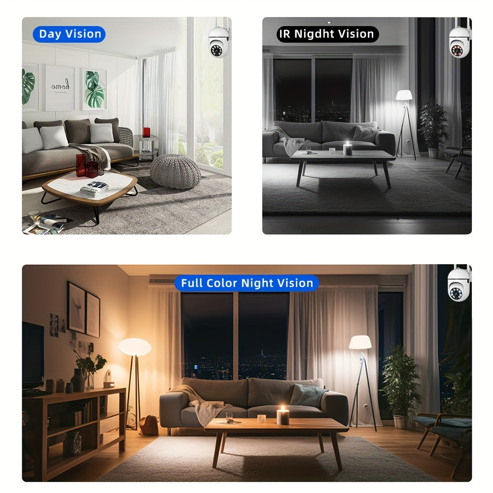 1pc JOOAN Smart Security Camera with 1080P HD, 360° Panoramic View, Wireless Wifi, 2-Way Audio, PTZ (Pan/Tilt/Zoom), Night Vision, Motion Tracking - Indoor/Outdoor Use for Elderly Care & Pet Monitoring, Elderly Care Device,