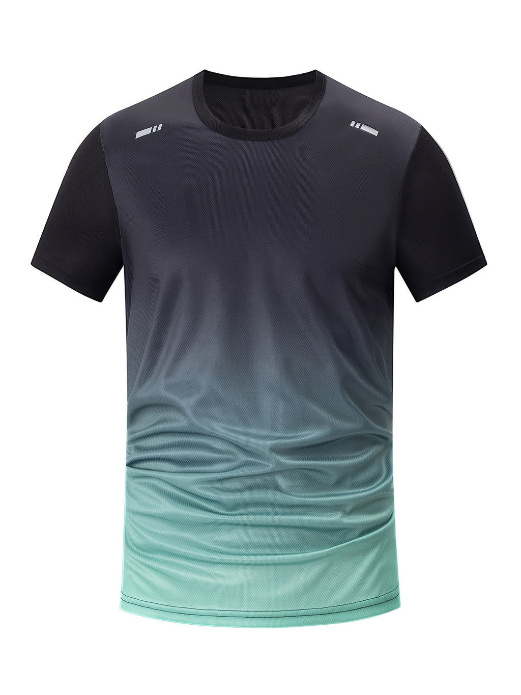 5pcs Men's Gradient Color Short Sleeve Crew Neck T-Shirts - Breathable, Quick-Dry Running & Fitness Shirts in Black, Red, Gray, Blue & Green Ombre Design, Gym Shirts