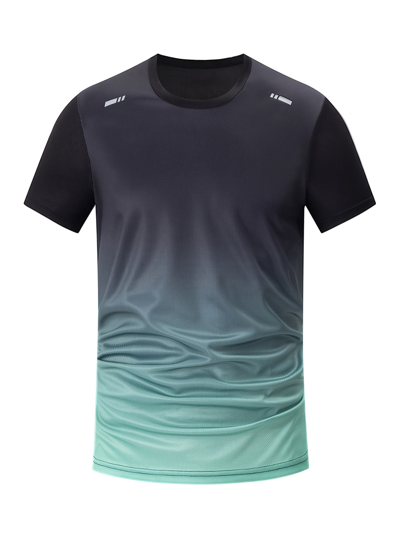5pcs Men's Gradient Color Short Sleeve Crew Neck T-Shirts - Breathable, Quick-Dry Running & Fitness Shirts in Black, Red, Gray, Blue & Green Ombre Design, Gym Shirts