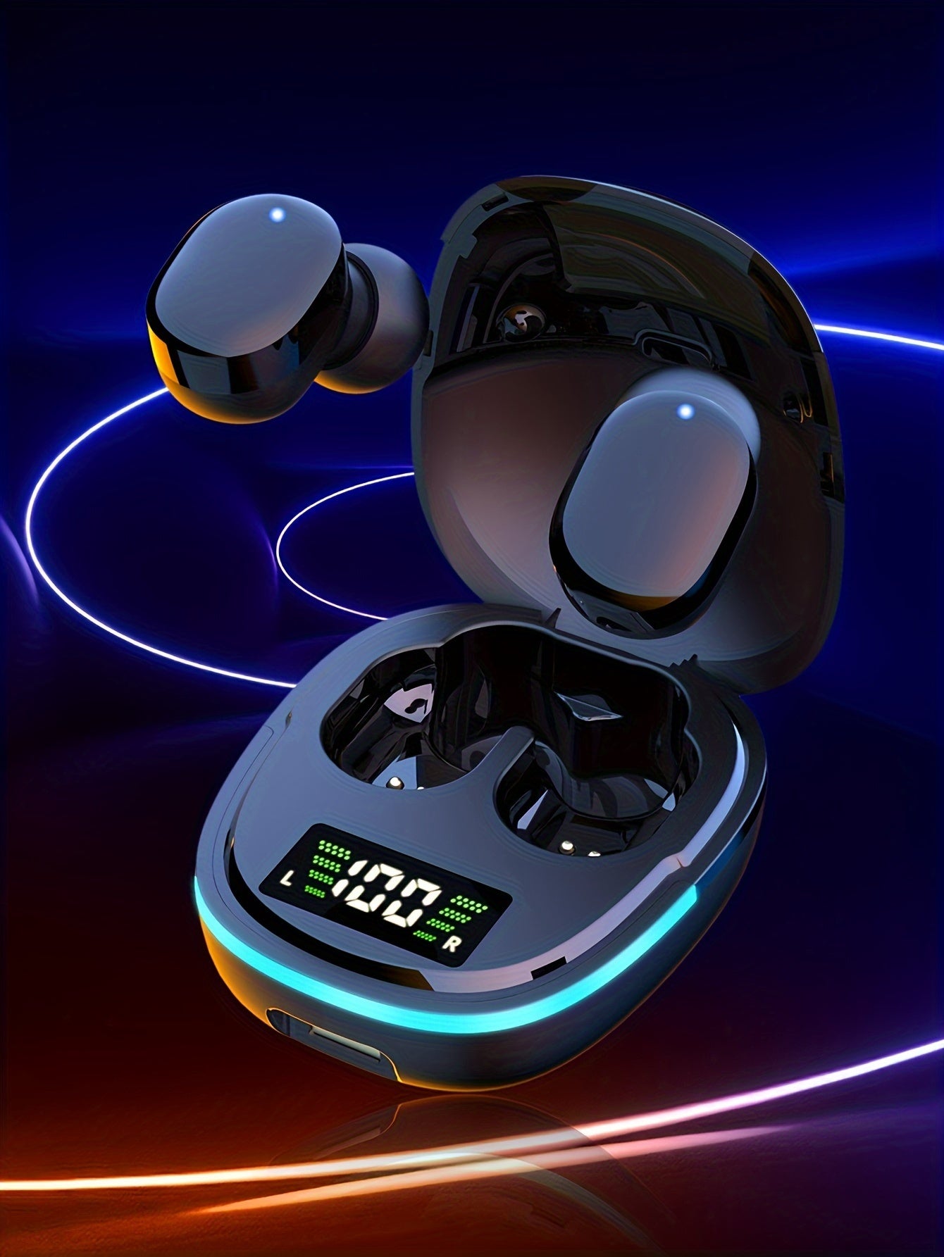 2024 Model Wireless Earbuds with LED Display, Touch Control, In-Ear TWS Design for Gaming & Sports, Compatible with iOS/Android - Sleek Metallic Charging Case Included, Earbuds Wireless