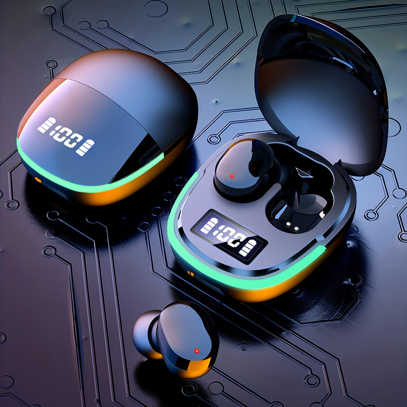 2024 Model Wireless Earbuds with LED Display, Touch Control, In-Ear TWS Design for Gaming & Sports, Compatible with iOS/Android - Sleek Metallic Charging Case Included, Earbuds Wireless
