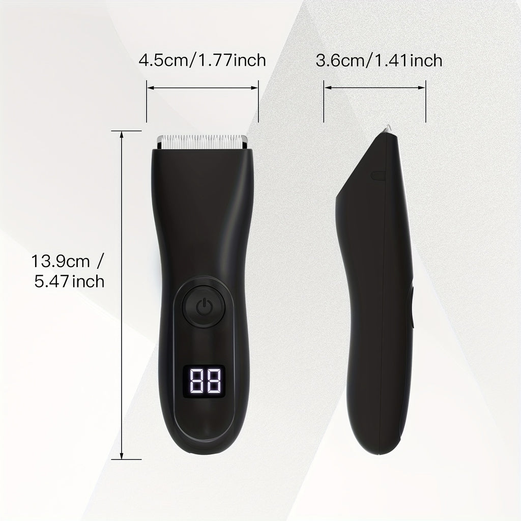 Hair Trimmer for Men in 2025, Shaver Design for Groin Grooming, Replaceable Ceramic Blade Heads, Cordless Electric Body Groomer with Power Display, Best Gifts for Loved
