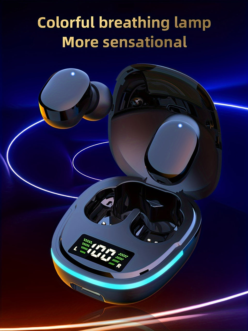 2024 Model Wireless Earbuds with LED Display, Touch Control, In-Ear TWS Design for Gaming & Sports, Compatible with iOS/Android - Sleek Metallic Charging Case Included, Earbuds Wireless