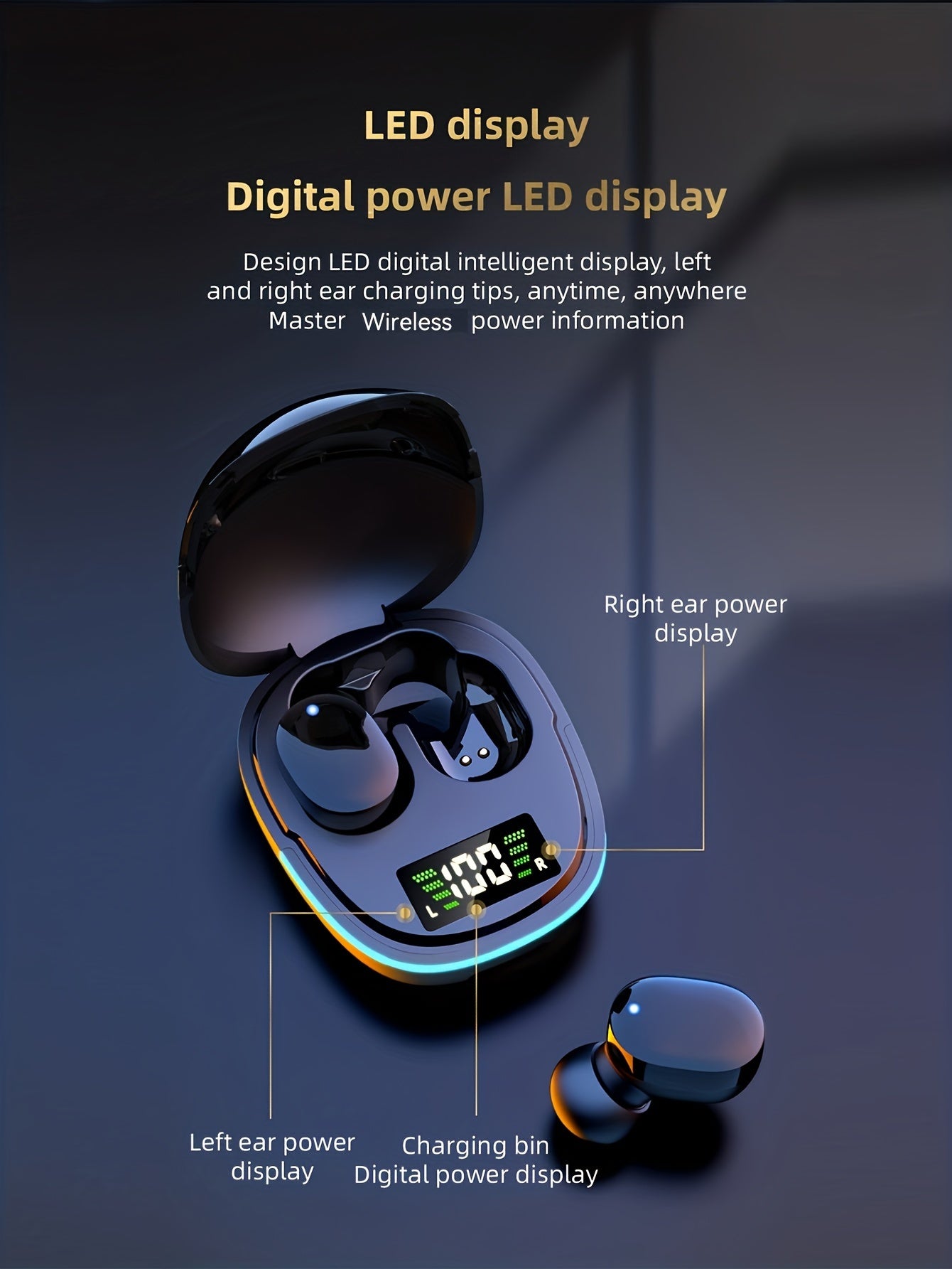 2024 Model Wireless Earbuds with LED Display, Touch Control, In-Ear TWS Design for Gaming & Sports, Compatible with iOS/Android - Sleek Metallic Charging Case Included, Earbuds Wireless