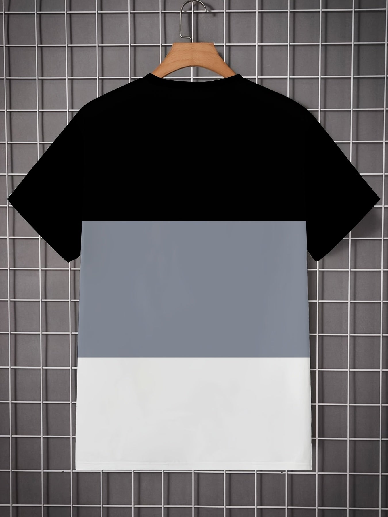 Men's Paris-Inspired 3D Print T-Shirt - Stylish Two-Tone Short Sleeve with Eiffel Tower Graphic, Casual Round Neck, Polyester Blend, Perfect for Summer Leisure