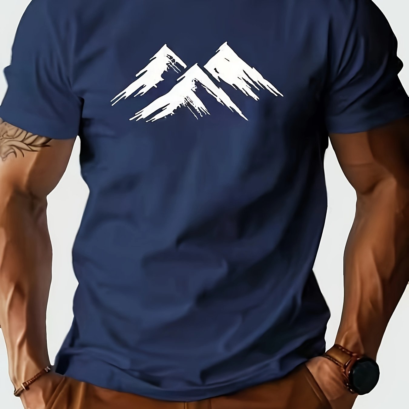 Men's Heavyweight 210gsm 100% Cotton T-Shirt - Navy Blue Crew Neck Tee, Relaxed Fit Everyday Casual Shirt for Gym, Office & Outings - Machine Washable, Weekend Attire, Graphic Print Tee, Comfortable Material, Short Sleeve Top