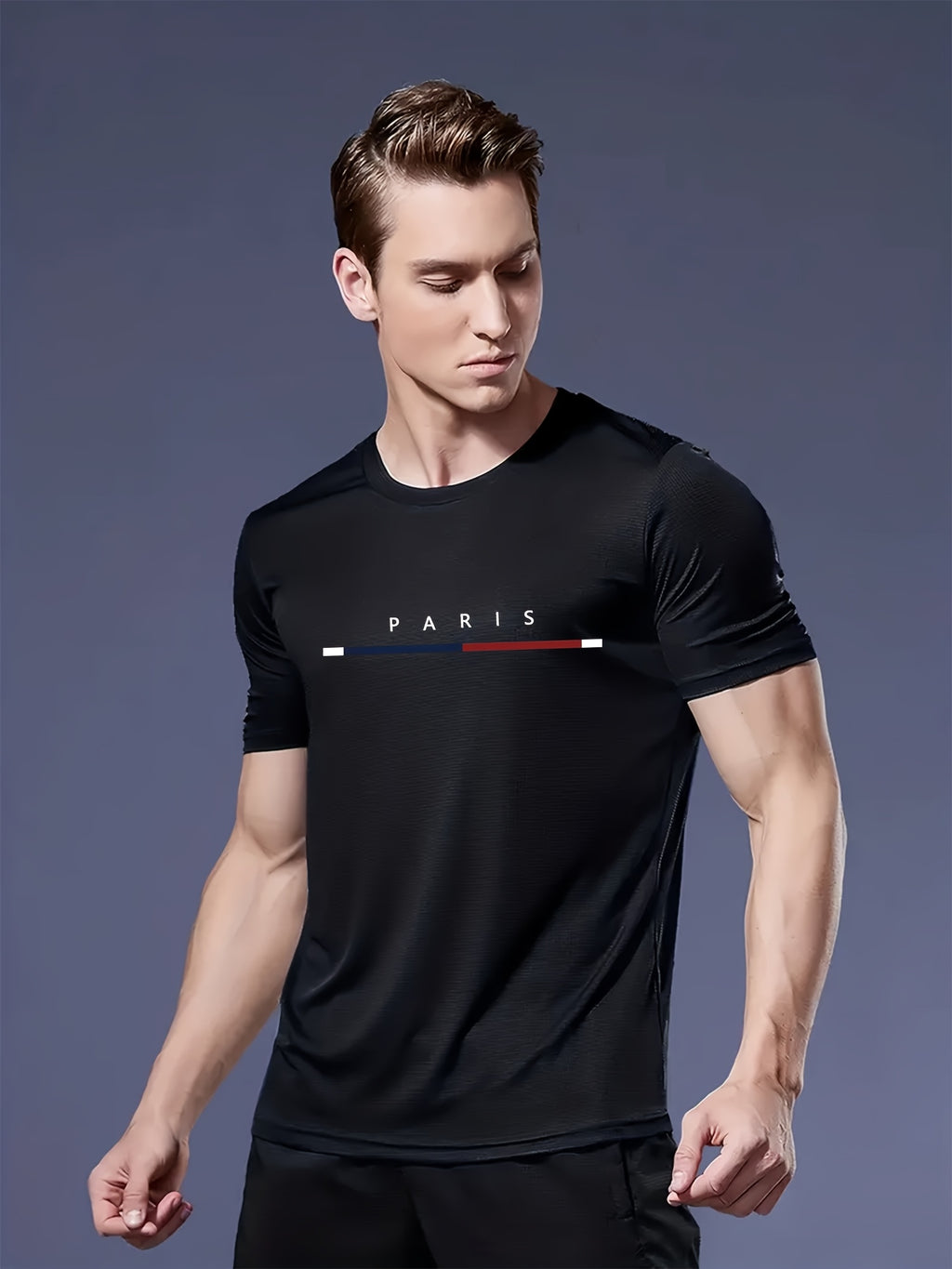 3pcs Mixed Print Tri-Color Stripe Pattern Men's Ultra-Light Short Sleeve T-Shirt - Quick-Dry, Breathable, Sweat-Absorbent Casual Summer Shirt with Crew Neck Design
