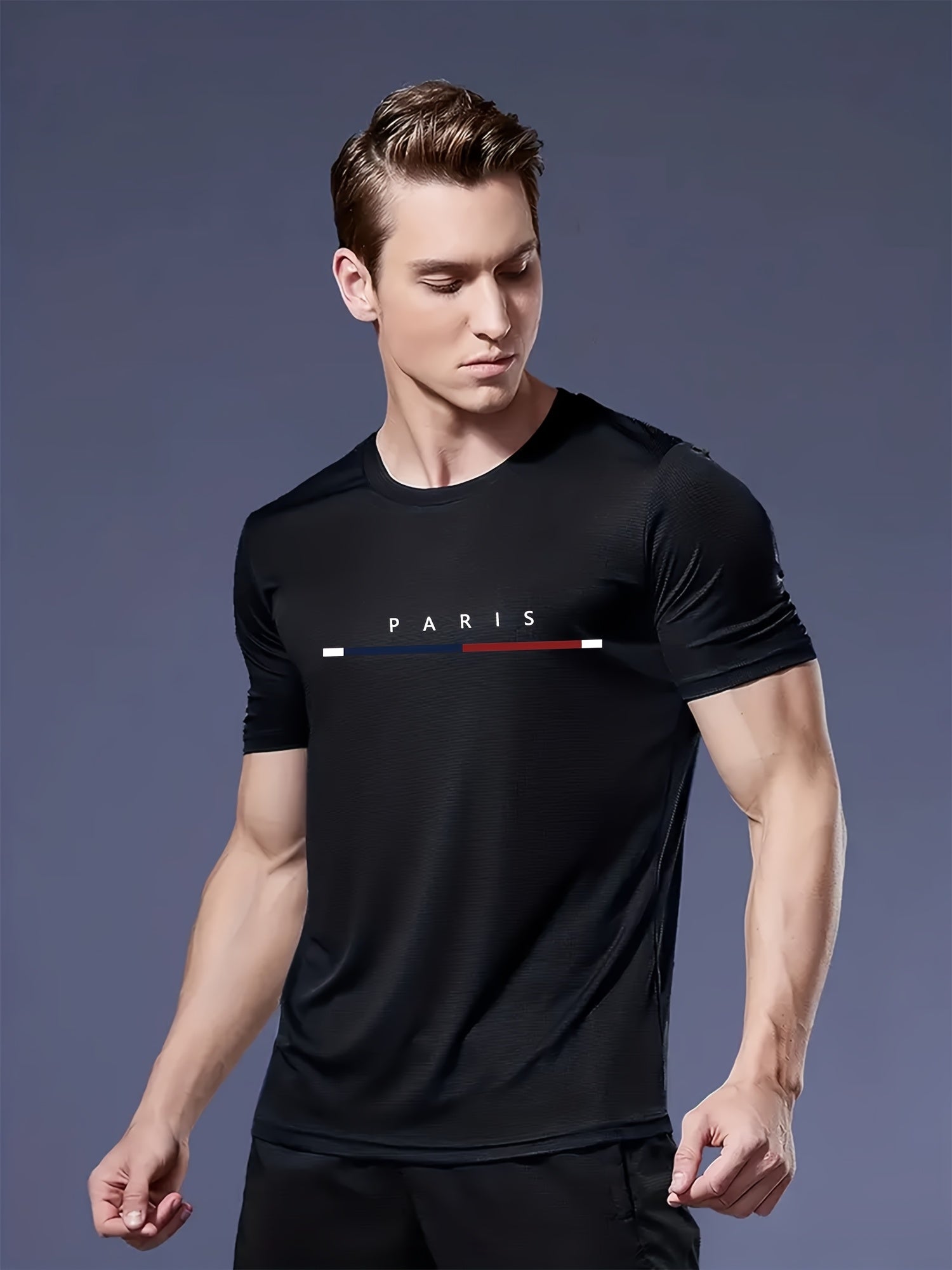 3pcs Mixed Print Tri-Color Stripe Pattern Men's Ultra-Light Short Sleeve T-Shirt - Quick-Dry, Breathable, Sweat-Absorbent Casual Summer Shirt with Crew Neck Design