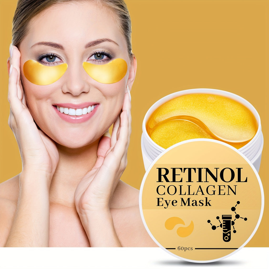 60pcs of Golden retinol and collagen eye masks. They can enhance the eye Light Beige, stretch and firm it, provide super moisturization to the eye Light Beige, and smooth fine lines. They are products all year round, suitable