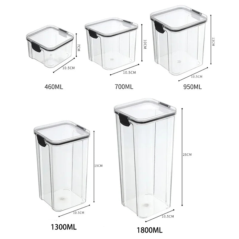 Potes selados para armazenamento de grãos de cozinha, tanque grande, caixa de plástico à prova de umidade, conjunto de potes de temperos domésticos