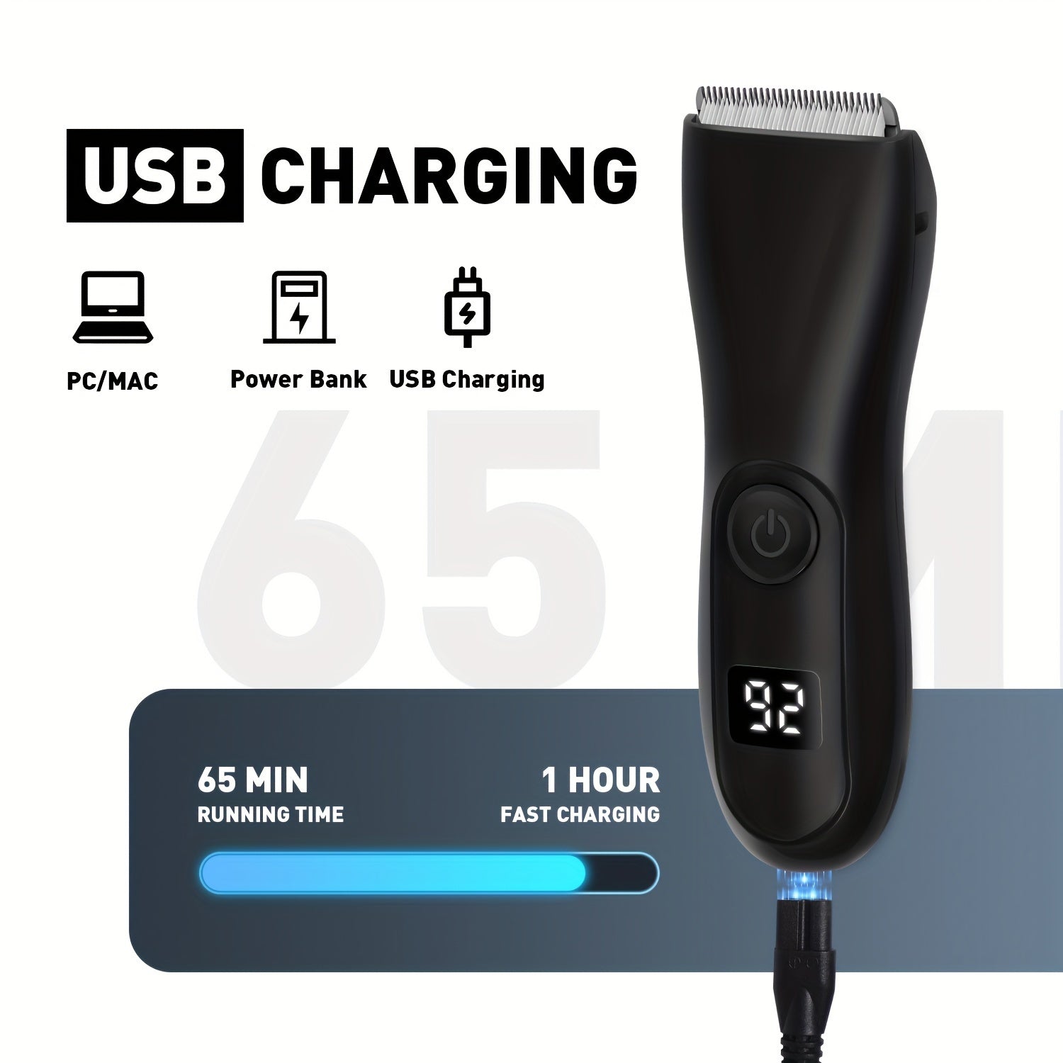 Hair Trimmer for Men in 2025, Shaver Design for Groin Grooming, Replaceable Ceramic Blade Heads, Cordless Electric Body Groomer with Power Display, Best Gifts for Loved