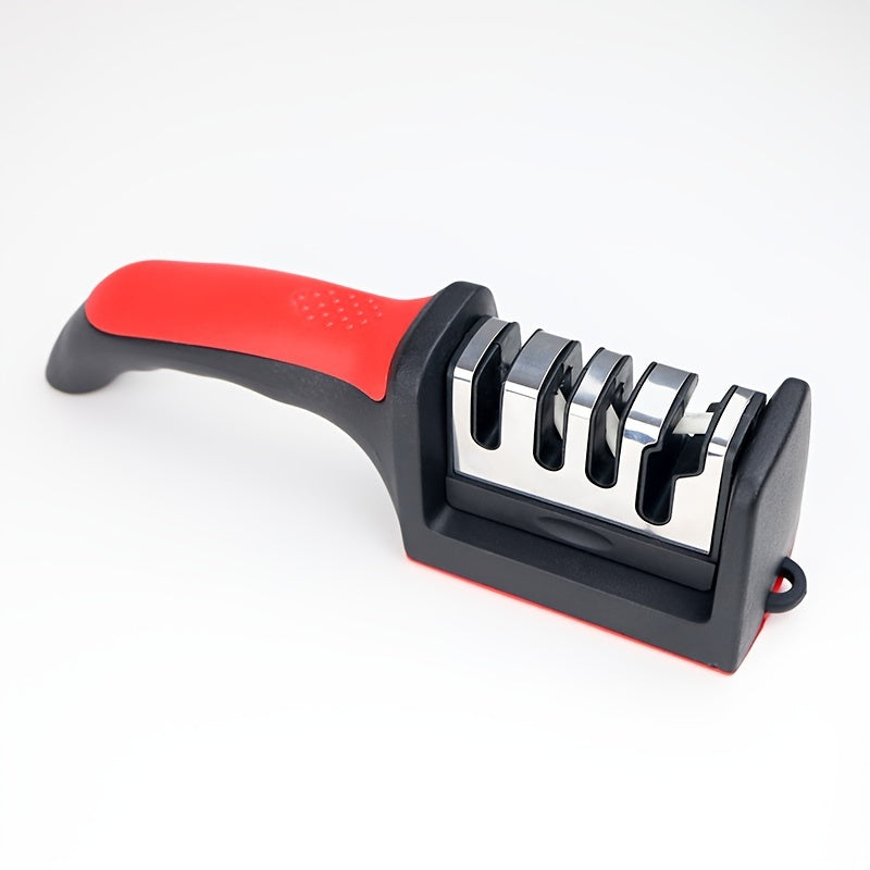 4-Stage Professional Knife Sharpener - High-Precision Tungsten Diamond & Ceramic Sharpening Stone with Non-Slip Grip, Fast Sharpening & Long-Lasting Performance - Black & Red Colors, Easy to Use for Father'S Day Gifts, Kitche
