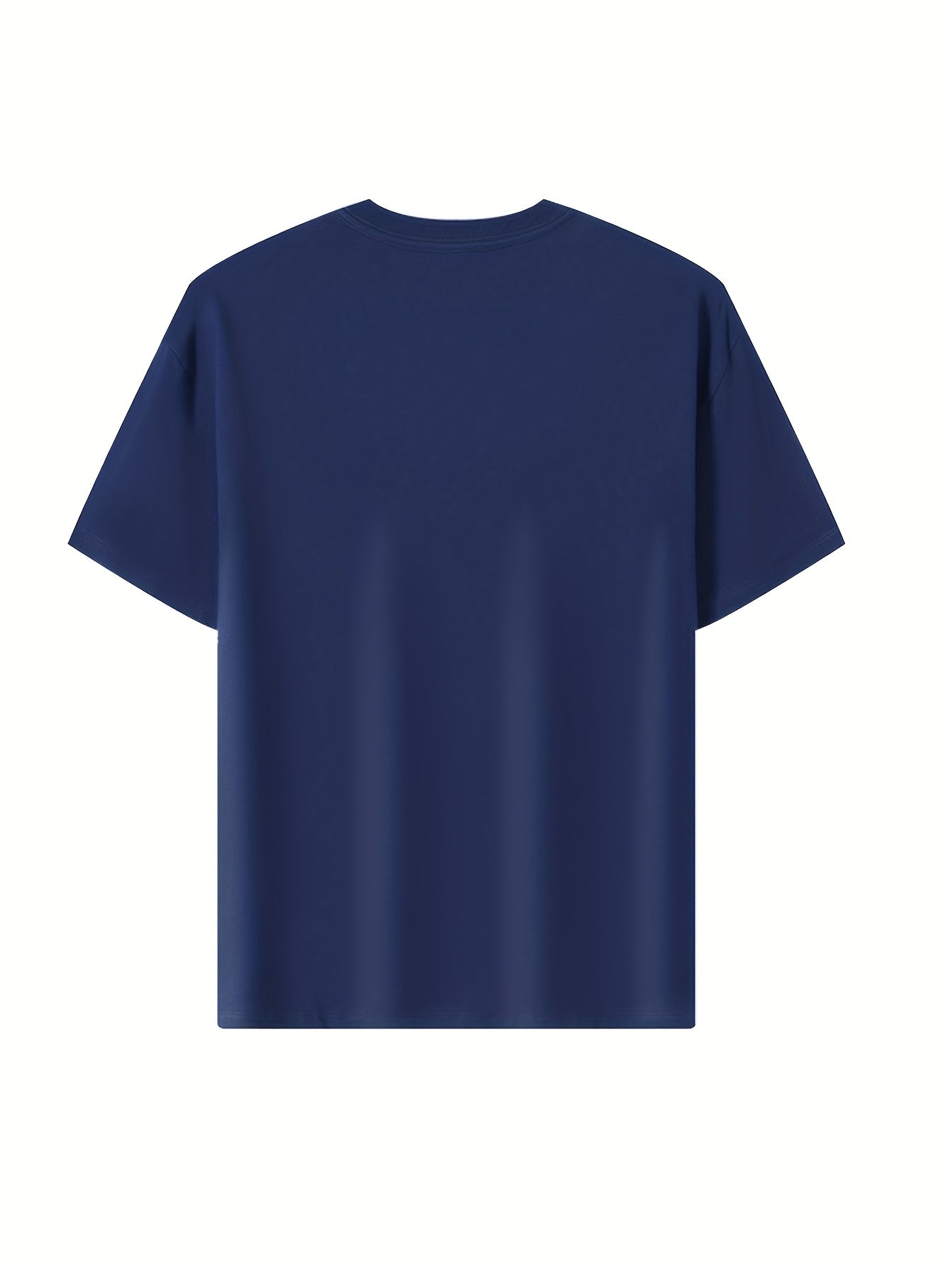 Men's Heavyweight 210gsm 100% Cotton T-Shirt - Navy Blue Crew Neck Tee, Relaxed Fit Everyday Casual Shirt for Gym, Office & Outings - Machine Washable, Weekend Attire, Graphic Print Tee, Comfortable Material, Short Sleeve Top