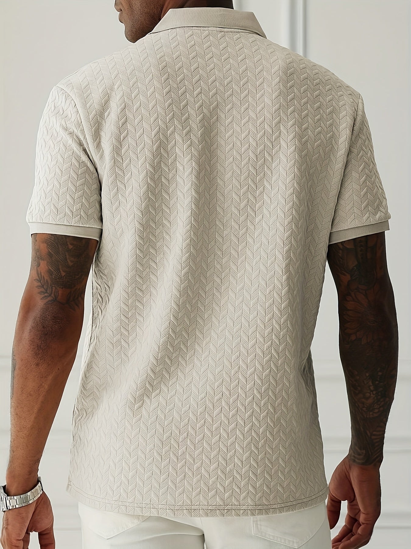[Summer Wear Polo Shirt] Summer Wear Solid Color Polo Shirt - Men's Casual Short Sleeve, 97% Polyester 3% Spandex, Slight Stretch, Regular Fit, 280gsm