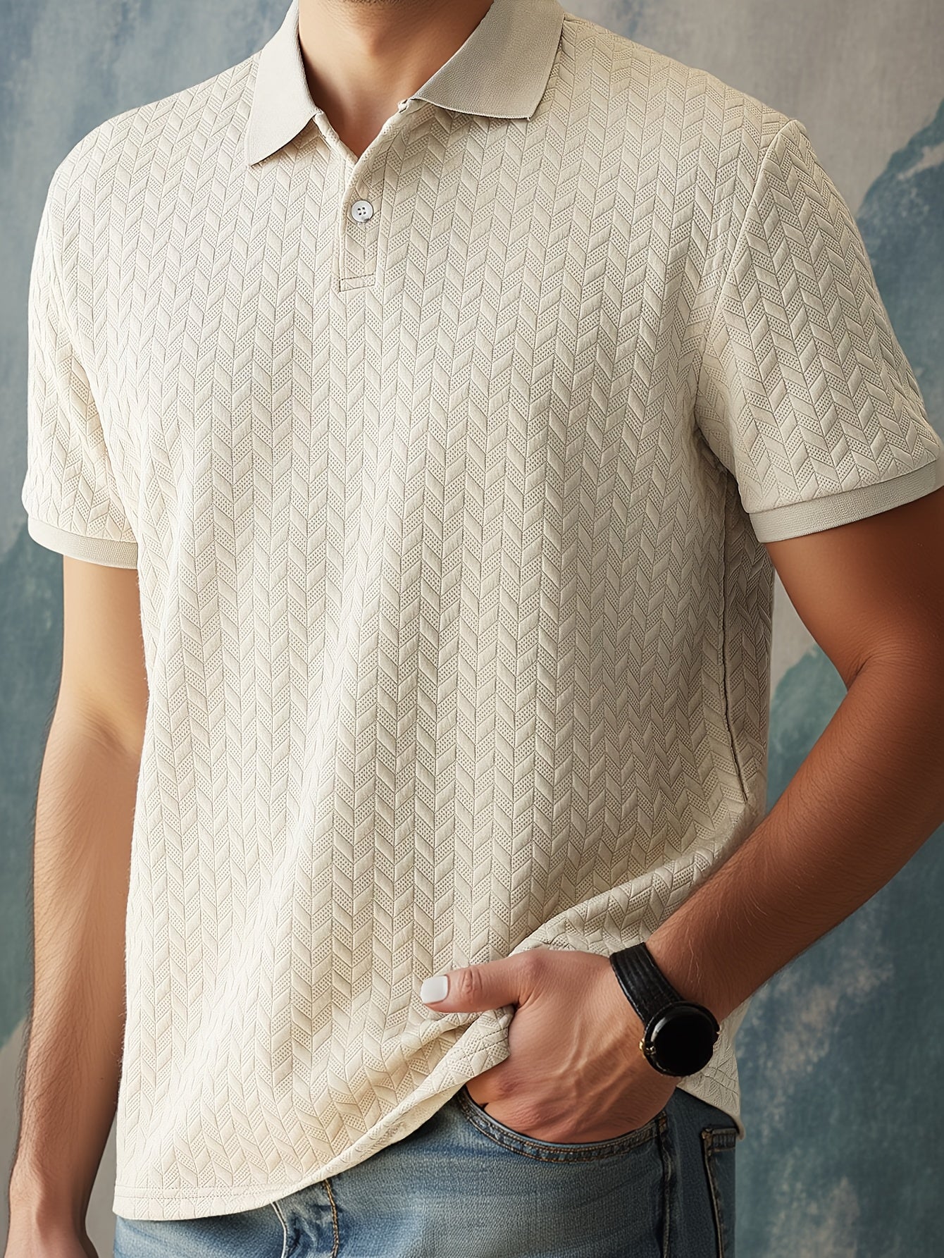 [Summer Wear Polo Shirt] Summer Wear Solid Color Polo Shirt - Men's Casual Short Sleeve, 97% Polyester 3% Spandex, Slight Stretch, Regular Fit, 280gsm