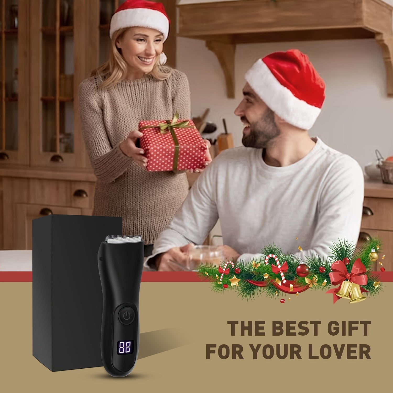 Hair Trimmer for Men in 2025, Shaver Design for Groin Grooming, Replaceable Ceramic Blade Heads, Cordless Electric Body Groomer with Power Display, Best Gifts for Loved