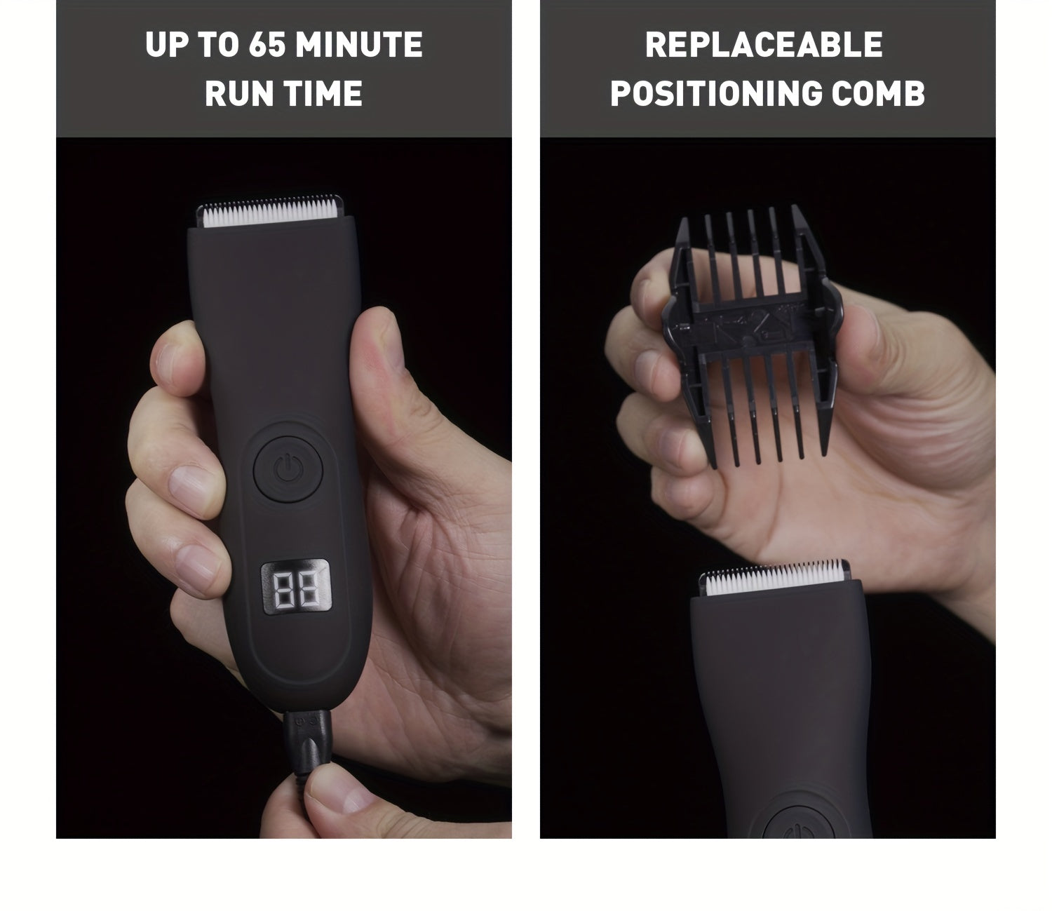 Hair Trimmer for Men in 2025, Shaver Design for Groin Grooming, Replaceable Ceramic Blade Heads, Cordless Electric Body Groomer with Power Display, Best Gifts for Loved
