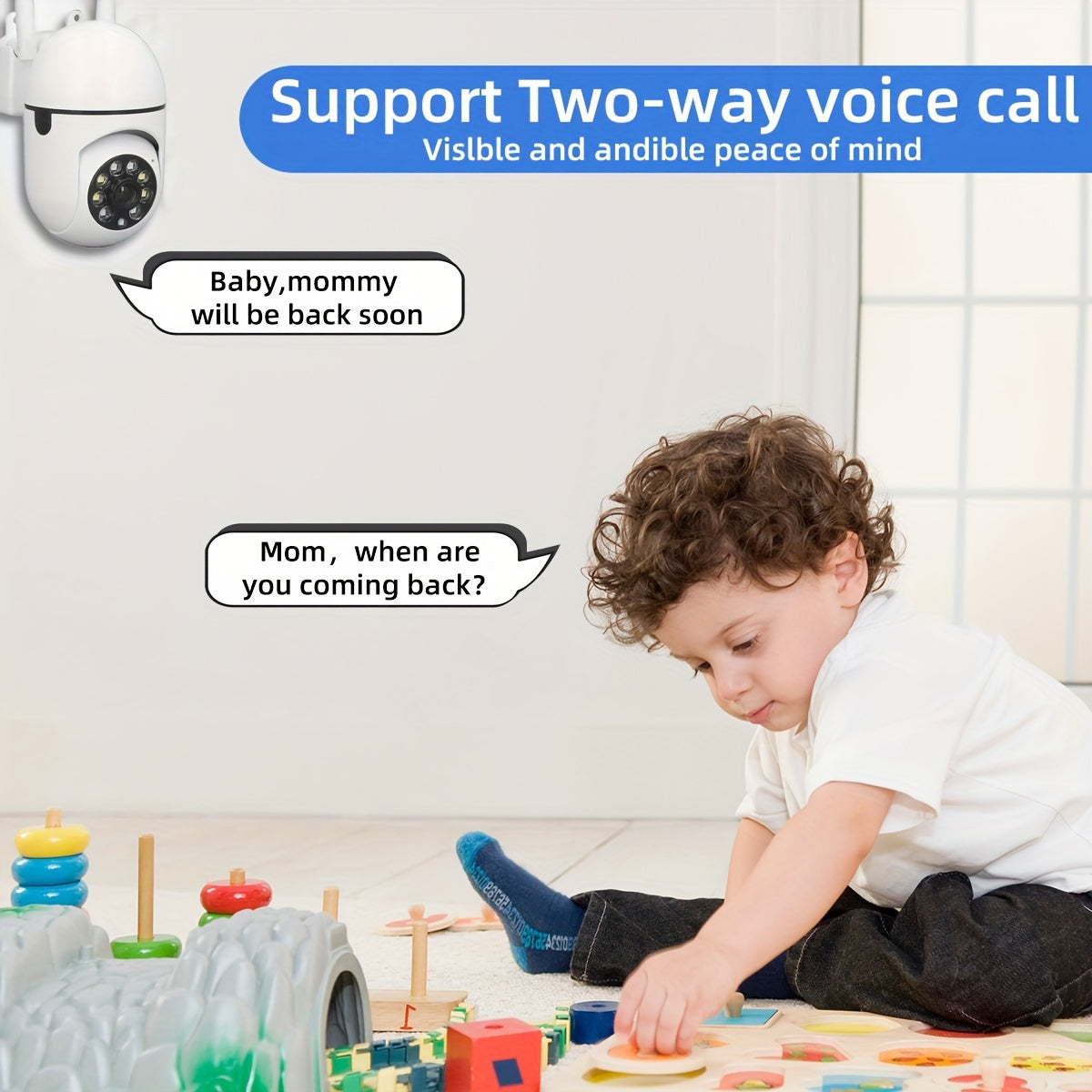 1pc JOOAN Smart Security Camera with 1080P HD, 360° Panoramic View, Wireless Wifi, 2-Way Audio, PTZ (Pan/Tilt/Zoom), Night Vision, Motion Tracking - Indoor/Outdoor Use for Elderly Care & Pet Monitoring, Elderly Care Device,