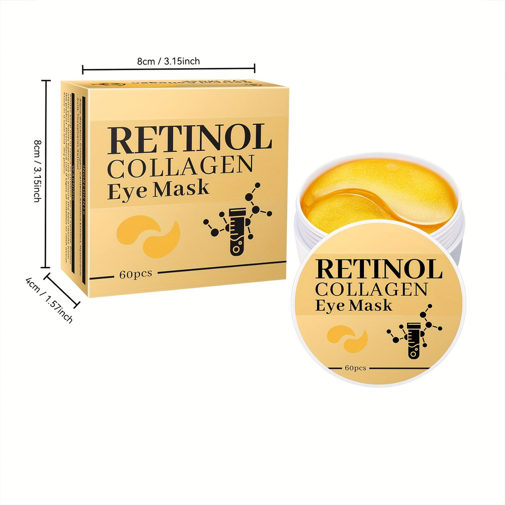 60pcs of Golden retinol and collagen eye masks. They can enhance the eye Light Beige, stretch and firm it, provide super moisturization to the eye Light Beige, and smooth fine lines. They are products all year round, suitable