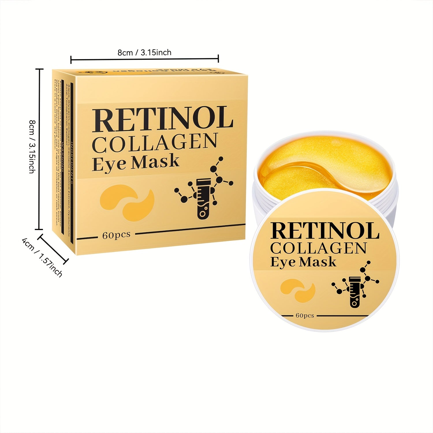 60pcs of Golden retinol and collagen eye masks. They can enhance the eye Light Beige, stretch and firm it, provide super moisturization to the eye Light Beige, and smooth fine lines. They are products all year round, suitable